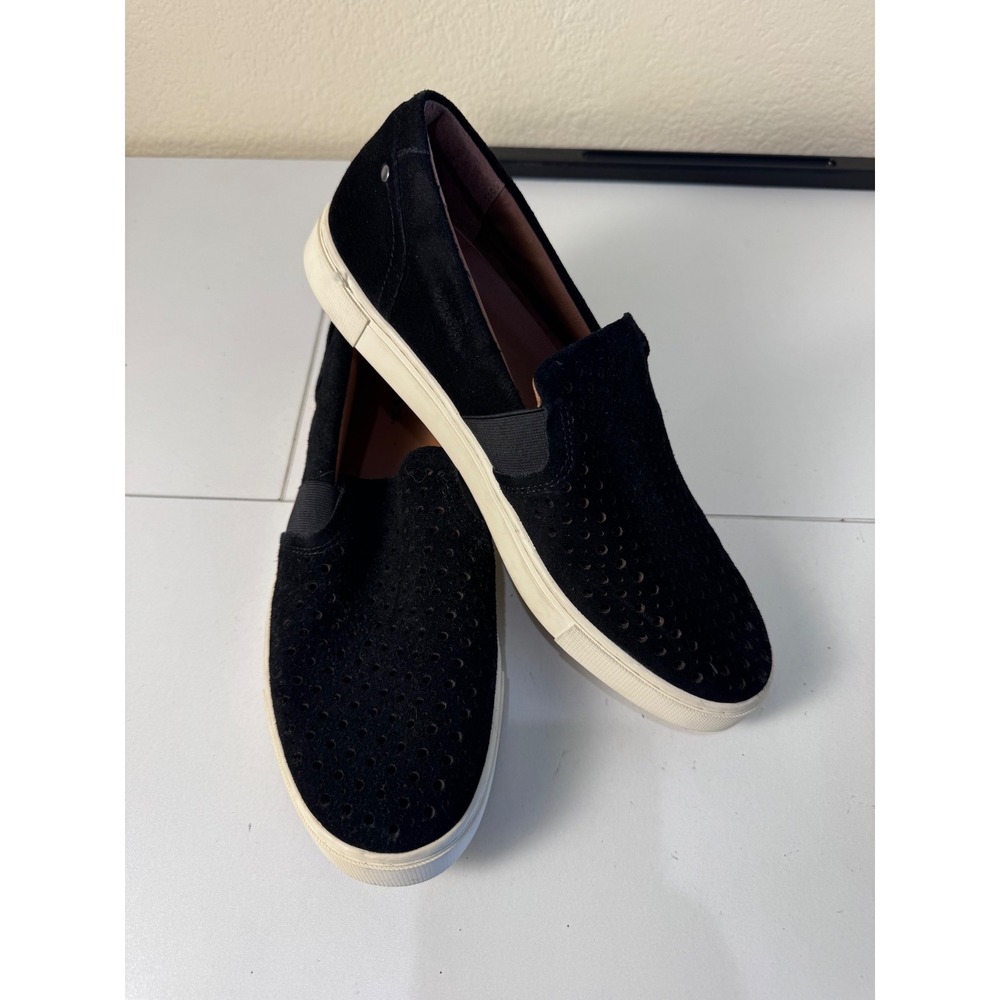 Frye Peggy Slip On Sneakers Womens 9 Black Suede Perforated Minimalist Indie